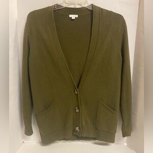 J. Jill Olive Green Women's Cashmere/Wool Blend Grandpa Cardigan S